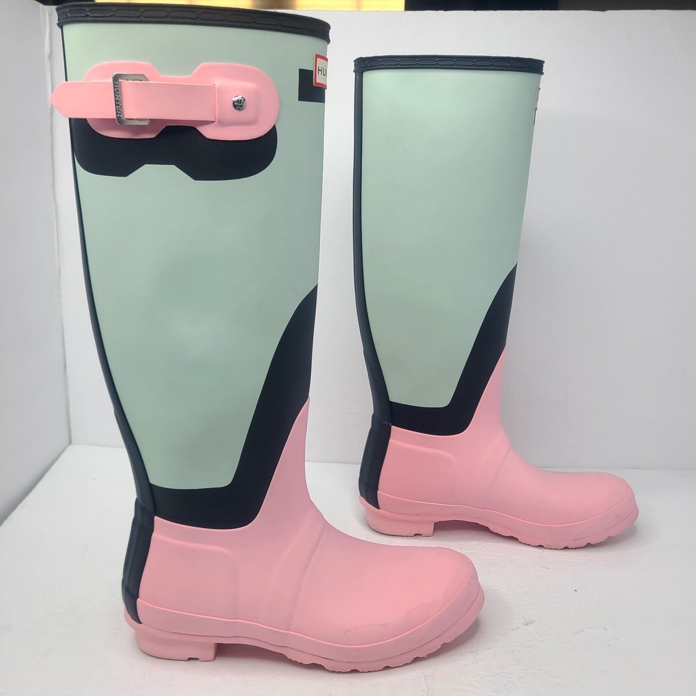 Hunter Women's Size 8 Original Tall Inside Out Rain Boots Color Block - Picture 2 of 11